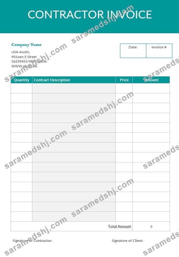 Blank Contractor Invoice Template